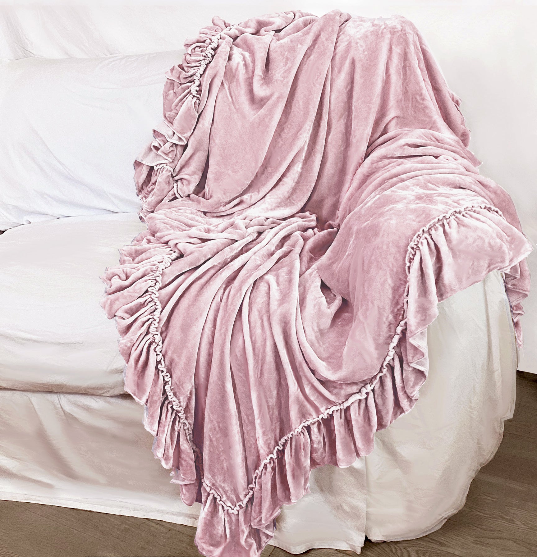 Blush crushed velvet discount throw