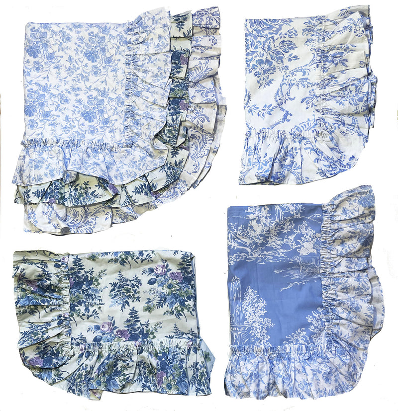 Mix & Match Pretty Toile Tatter Ruffle Sample Set/4 -Blues