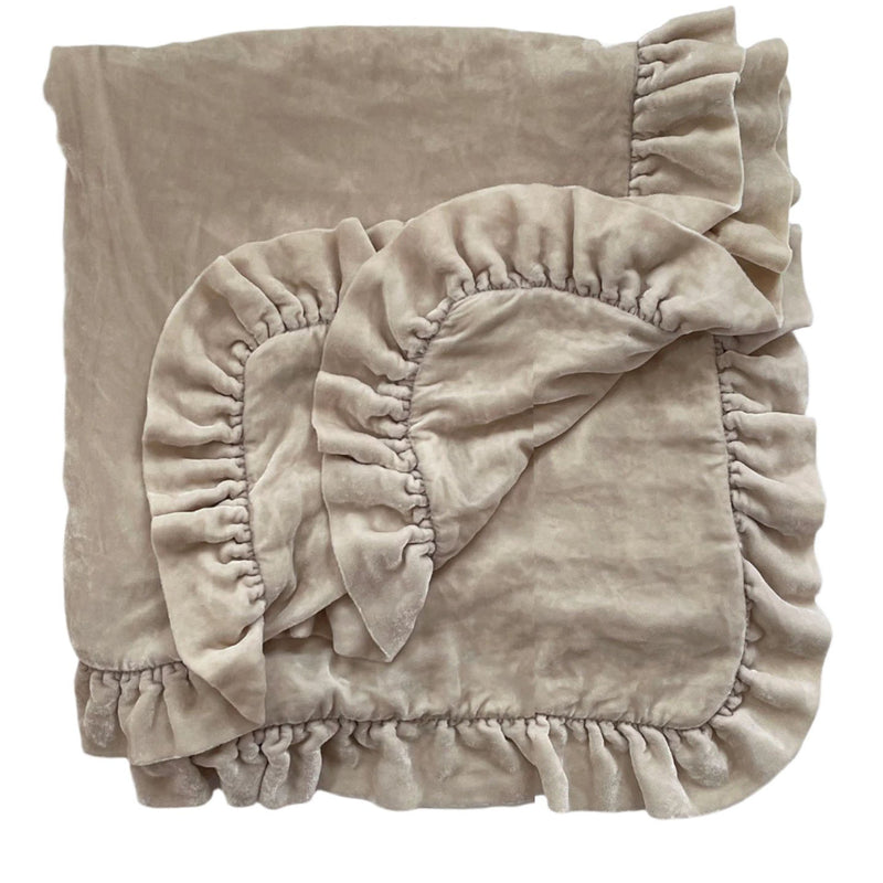 1 Unit- Silk Velvet Ruffle Euro Sham -Champagne