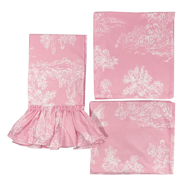 3 Pc One of A Kind Colette Toile Std Pillowcase/Sham Set- Pink