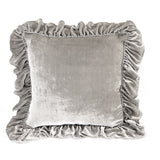 Isabella Tatter Velvet Ruffle Linen Toss Pillow - Mist