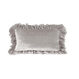 Isabella Tatter Velvet Ruffle Linen Toss Pillow - Mist