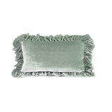 Isabella Tatter Velvet Ruffle Linen Toss Pillow - Sage