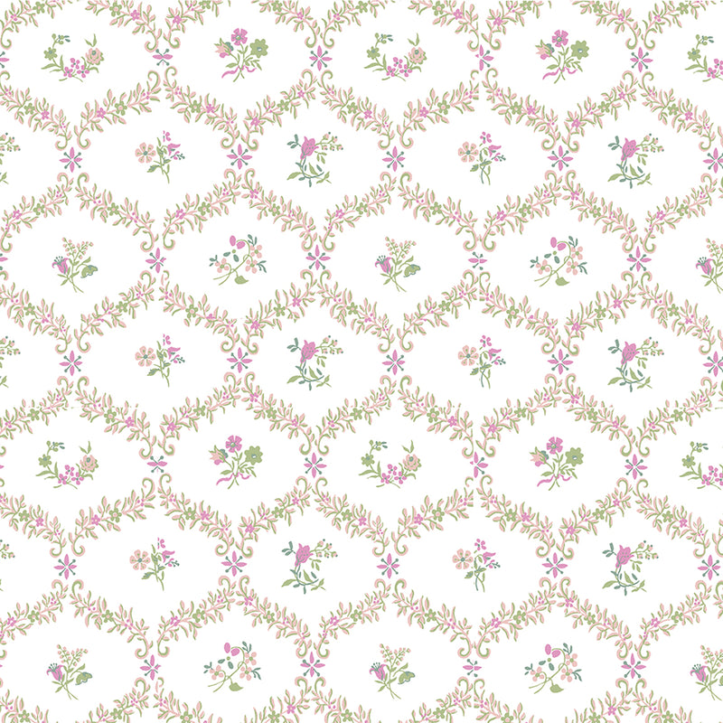 Ivy Floral Fabric - Rose Gold