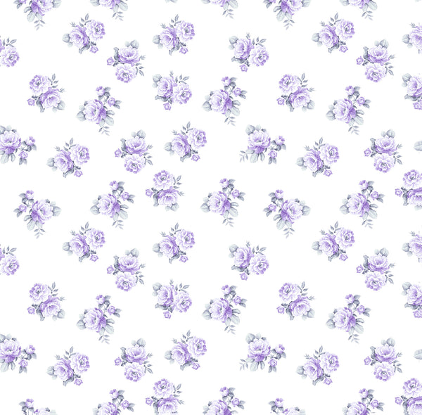 New! Petite Rosebuds Print Linen-Lilac