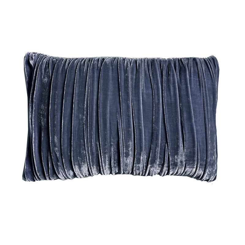 1 Unit- Silk Velvet Pouf Boudoir Pillow -Denim