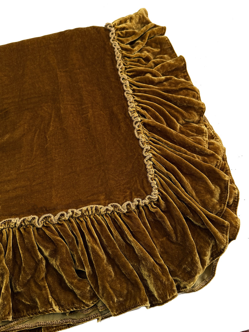 1 Unit-  Silk Velvet Tatter Ruffle Large Throw - Topaz