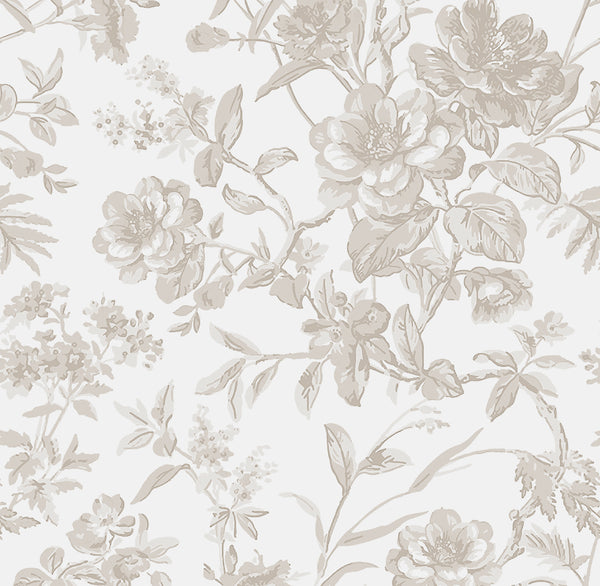 Grande Floral Fabric / Grey