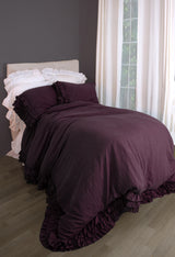 NEW! Gypsy Ruffle Linen Collection - Aubergine - Linen Salvage Et Cie