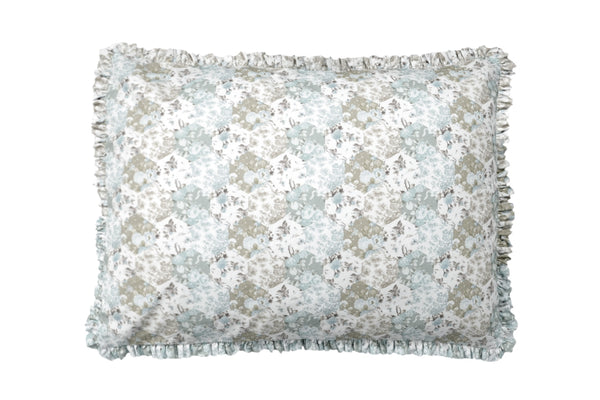 NEW! Darla Patchwork Ruffle Sham -Soft Sage - Linen Salvage Et Cie