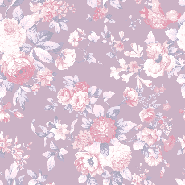 Petite Bouquet Floral Fabric-Mauve - Linen Salvage Et Cie