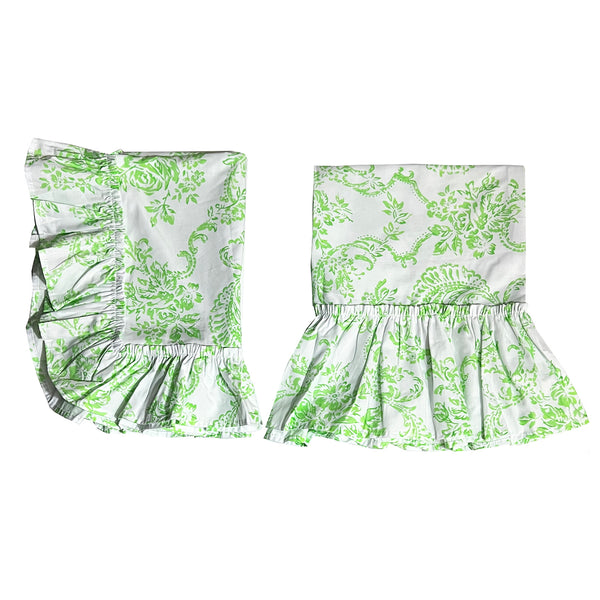 Sample Set- Trellis  Tatter Ruffle Pillowcase & Sham - Lime