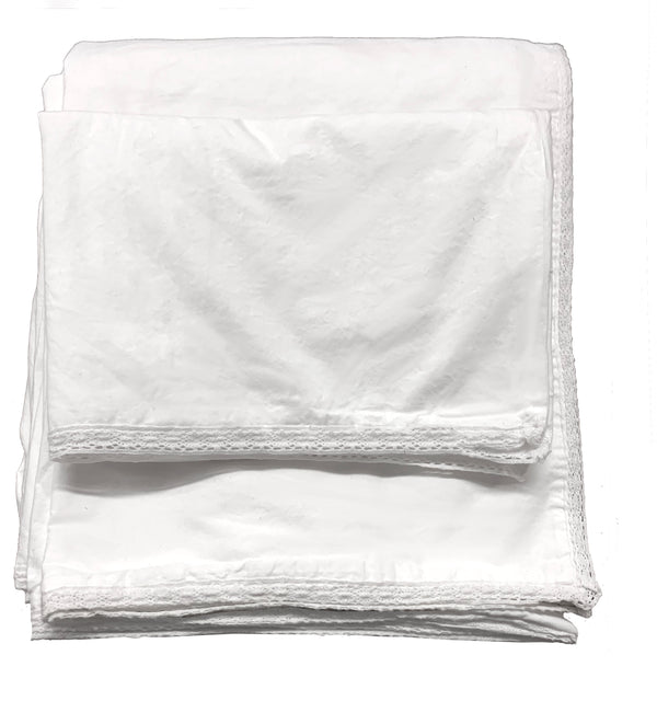 Petite Crochet Cotton Poplin Duvet Set-White - Linen Salvage Et Cie